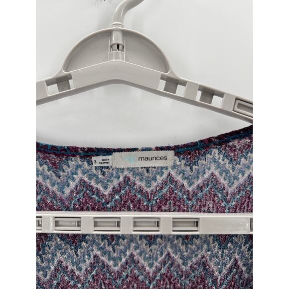 Maurices True Y2K  kimono-style top chevron pattern with teal attached tank top - Picture 3 of 7